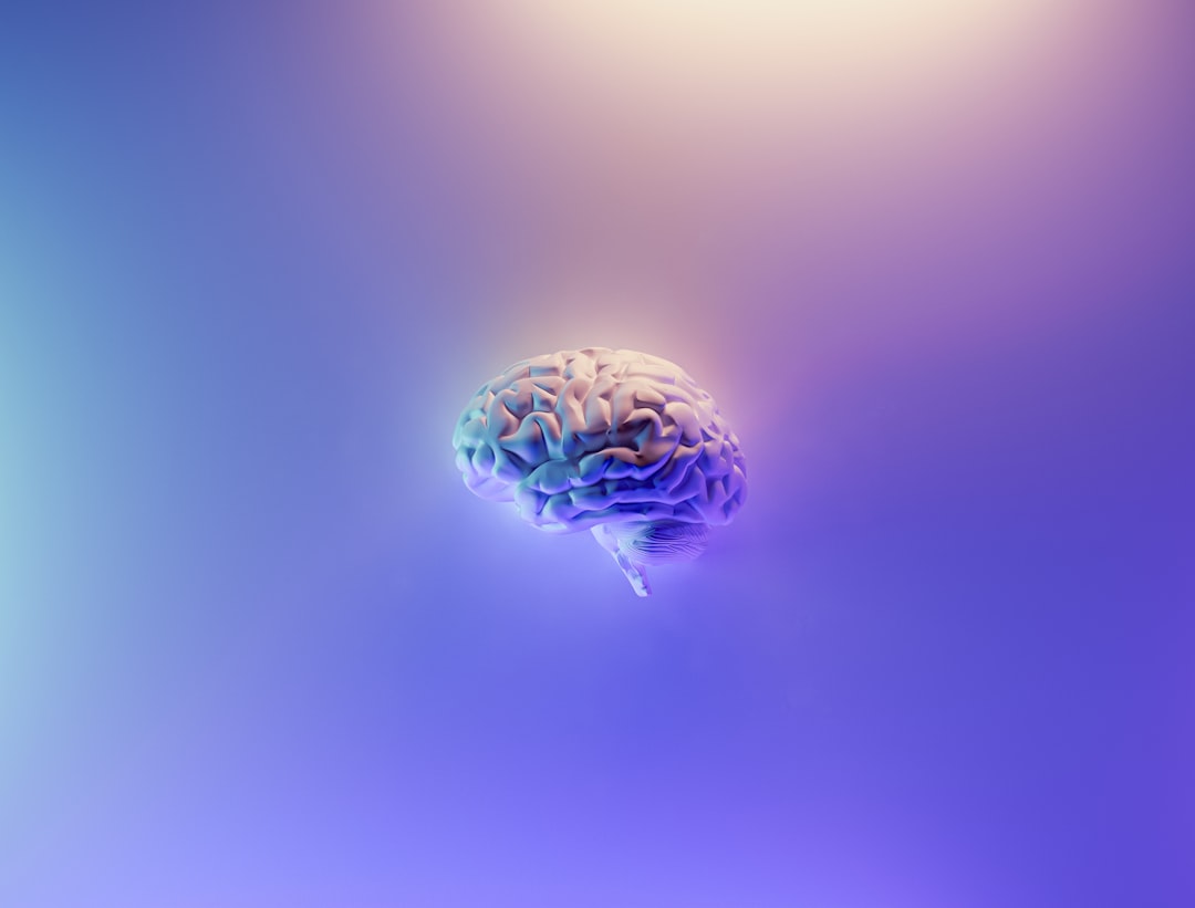 Abstract iridescent render of the human brain representing neuroscience research