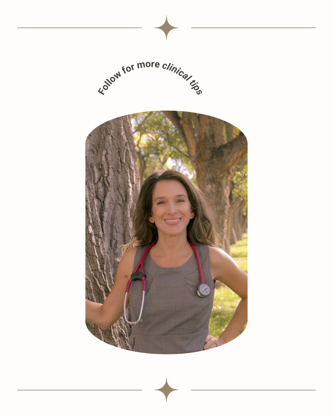 Julie Murphy, nurse practitioner, standing outdoors with a stethoscope